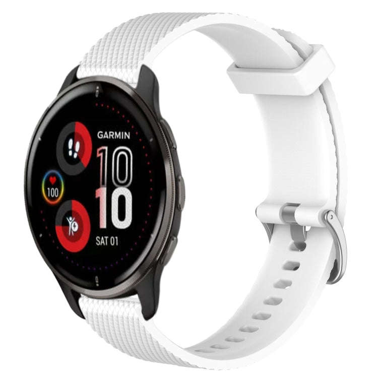 For Garmin Venu 2 Plus 20mm Diamond Textured Silicone Watch Band(White)