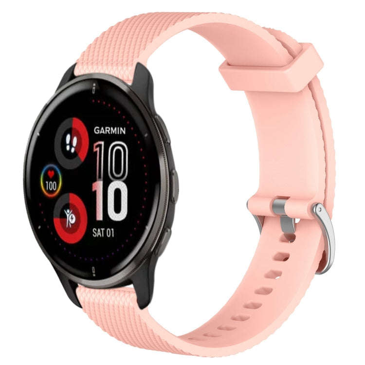 For Garmin Venu 2 Plus 20mm Diamond Textured Silicone Watch Band(Pink)