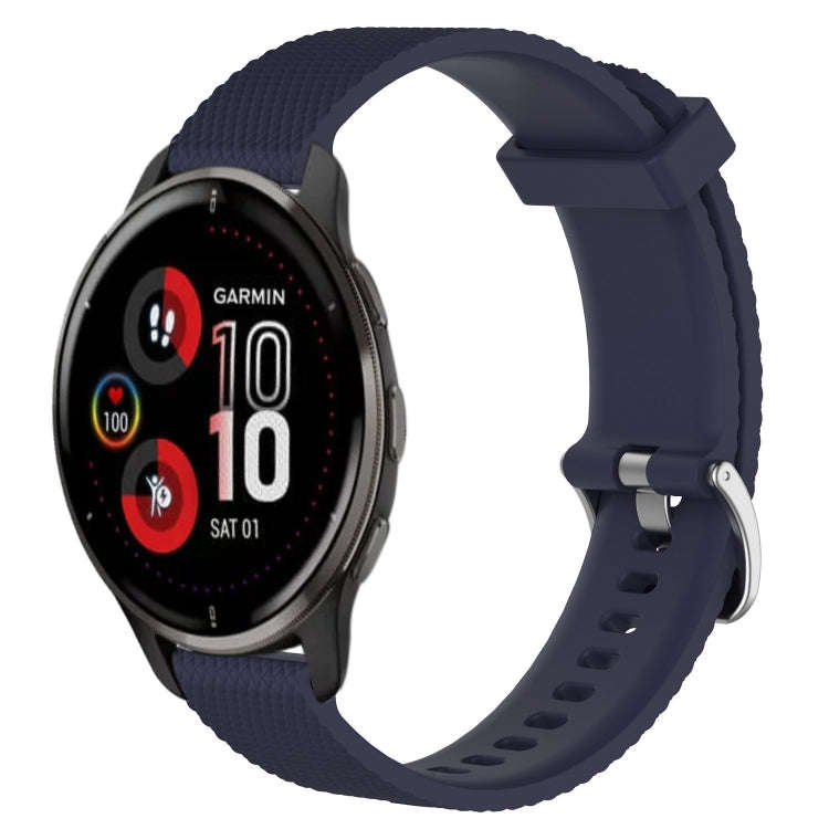For Garmin Venu 2 Plus 20mm Diamond Textured Silicone Watch Band(Midnight Blue)