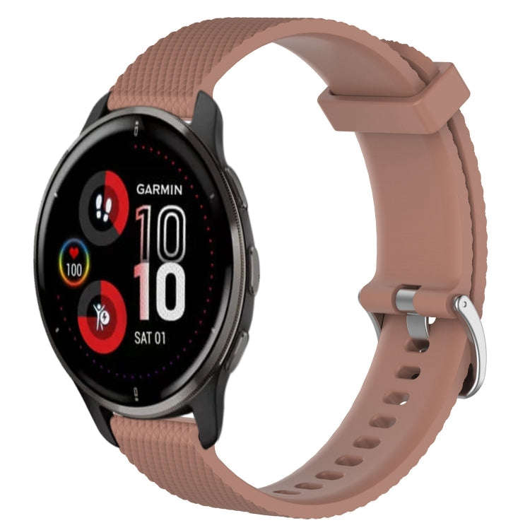For Garmin Venu 2 Plus 20mm Diamond Textured Silicone Watch Band(Brown)