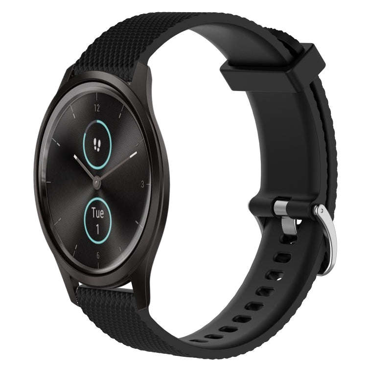 For Garmin VivoMove Style 20mm Diamond Textured Silicone Watch Band(Black)