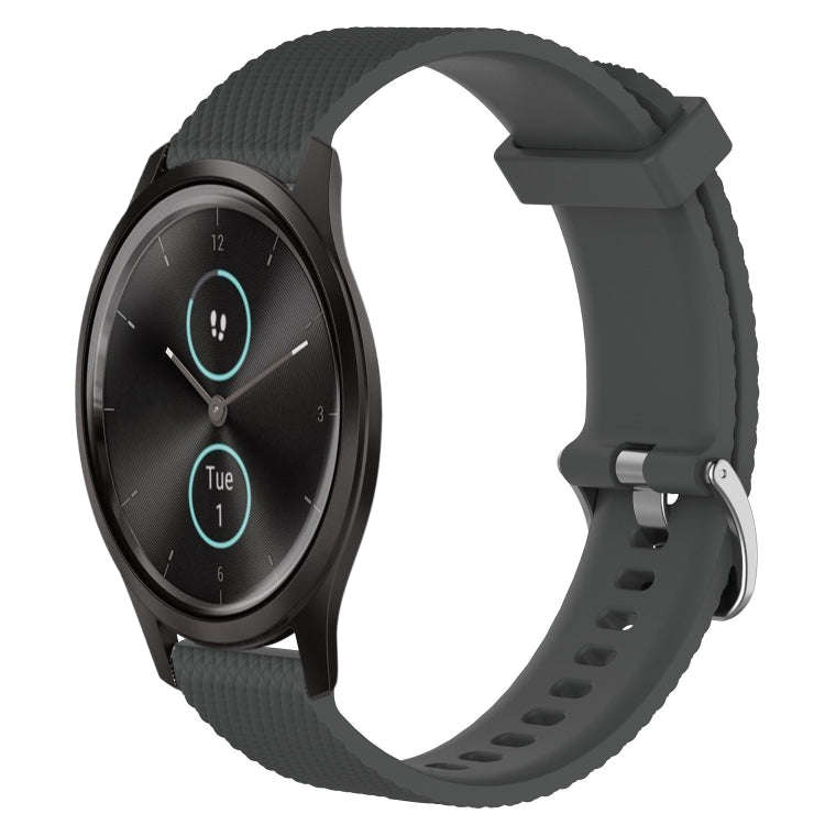 For Garmin VivoMove Style 20mm Diamond Textured Silicone Watch Band(Dark Grey)