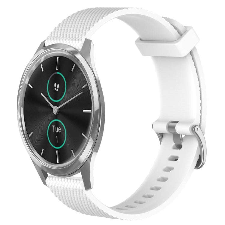 For Garmin VivoMove Luxe 20mm Diamond Textured Silicone Watch Band(White)