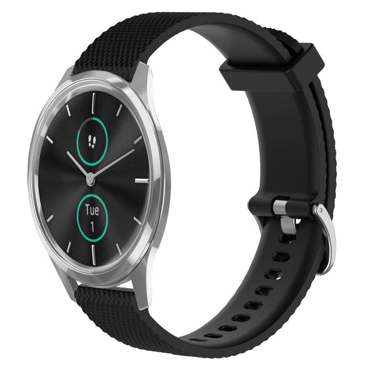 For Garmin VivoMove Luxe 20mm Diamond Textured Silicone Watch Band(Black)