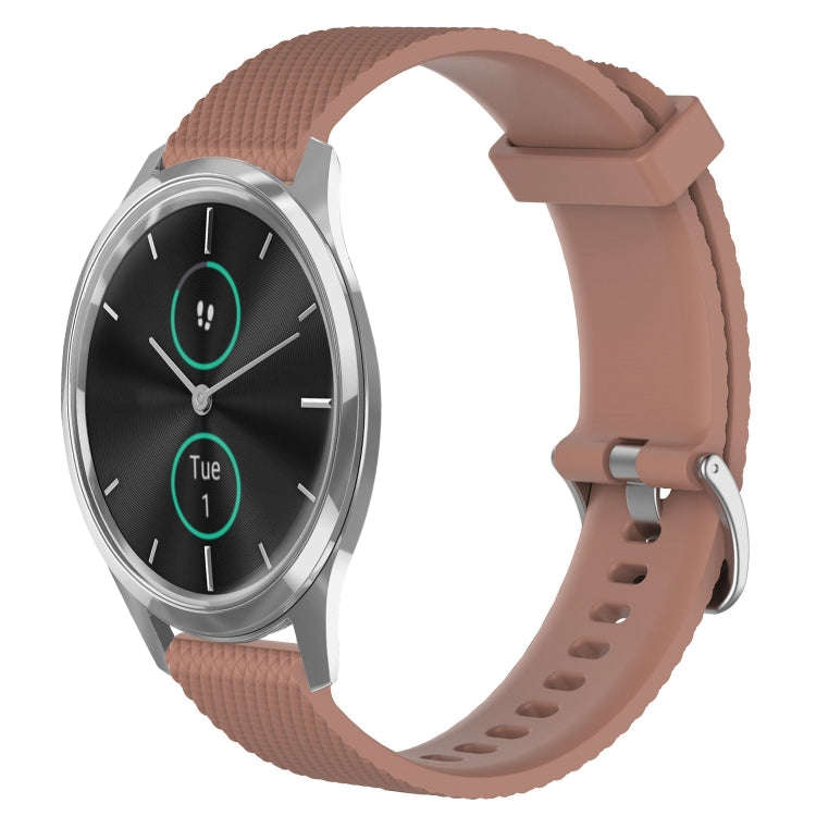 For Garmin VivoMove Luxe 20mm Diamond Textured Silicone Watch Band(Brown)
