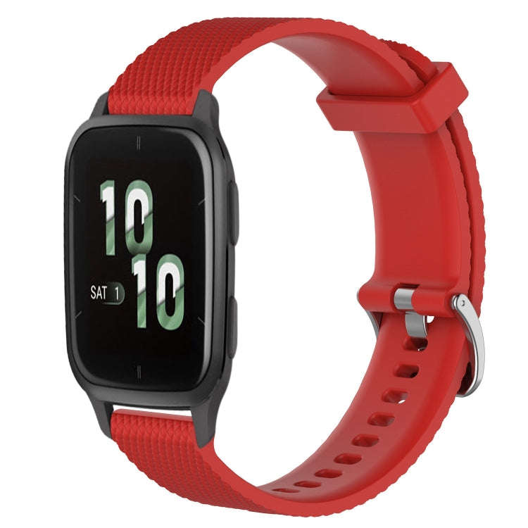 For Garmin Forerunner Sq2 20mm Diamond Textured Silicone Watch Band(Red)