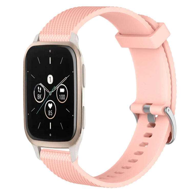 For Garmin Forerunner Sq2 Music 20mm Diamond Textured Silicone Watch Band(Pink)