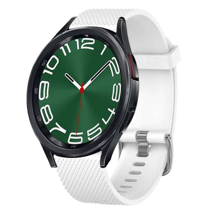 For Samsung Galaxy Watch 6 Classic 47mm 20mm Diamond Textured Silicone Watch Band(White)
