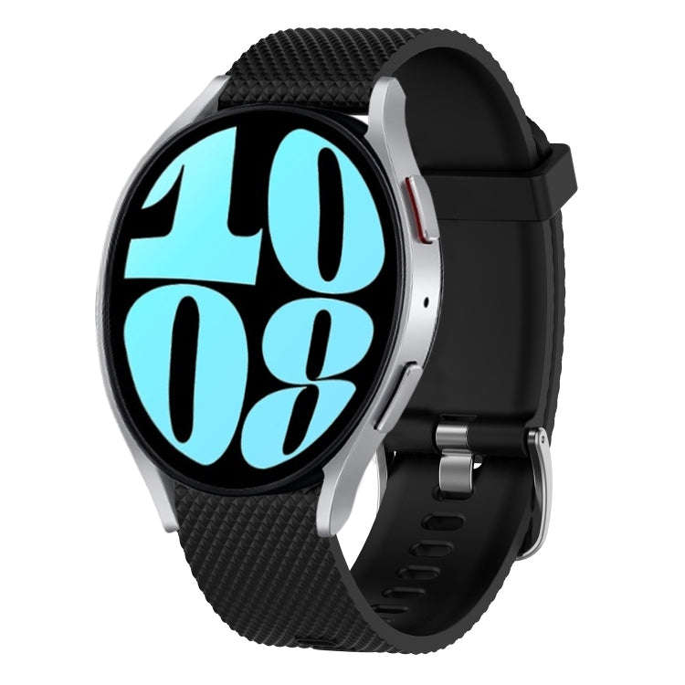 For Samsung Galaxy Watch 6 40mm 20mm Diamond Textured Silicone Watch Band(Black)