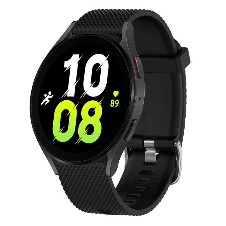 For Samsung Galaxy Watch 5 44mm 20mm Diamond Textured Silicone Watch Band(Black)
