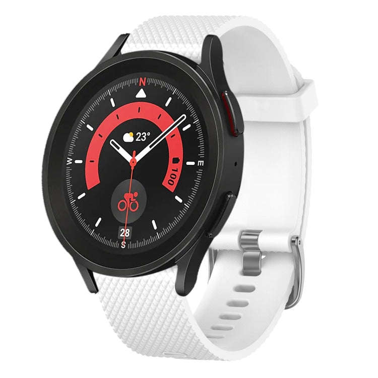 For Samsung Galaxy Watch 5 Pro 45mm 20mm Diamond Textured Silicone Watch Band(White)