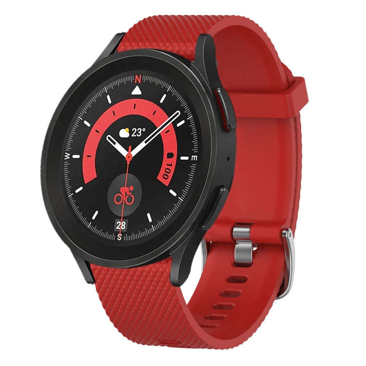 For Samsung Galaxy Watch 5 Pro 45mm 20mm Diamond Textured Silicone Watch Band(Red)