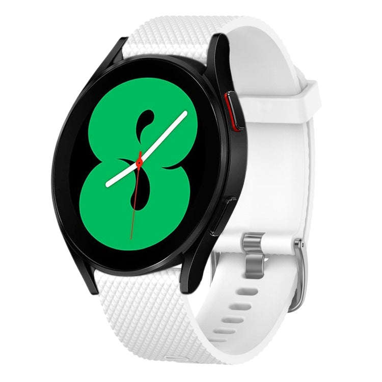 For Samsung Galaxy Watch 4 44mm 20mm Diamond Textured Silicone Watch Band(White)