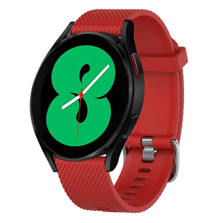 For Samsung Galaxy Watch 4 44mm 20mm Diamond Textured Silicone Watch Band(Red)