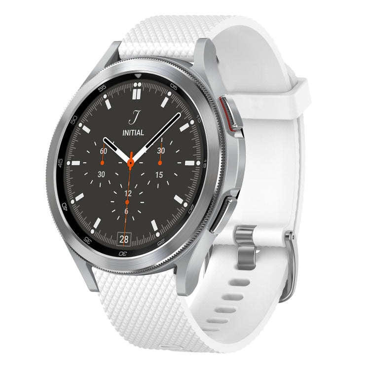 For Samsung  Galaxy Watch 4 Classic 46mm 20mm Diamond Textured Silicone Watch Band(White)