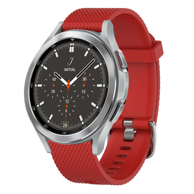 For Samsung  Galaxy Watch 4 Classic 46mm 20mm Diamond Textured Silicone Watch Band(Red)