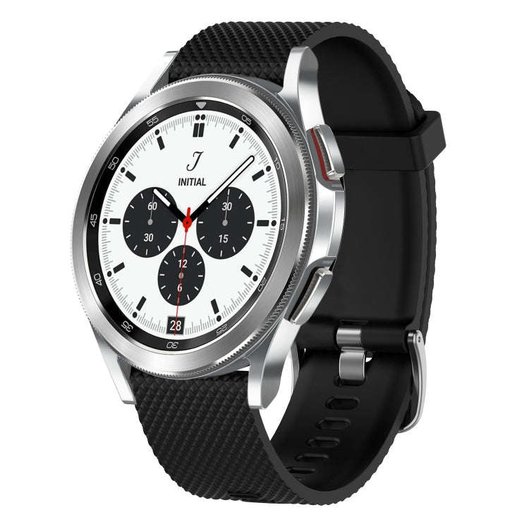 For Samsung  Galaxy Watch 4 Classic 42mm 20mm Diamond Textured Silicone Watch Band(Black)