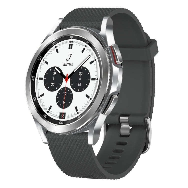 For Samsung  Galaxy Watch 4 Classic 42mm 20mm Diamond Textured Silicone Watch Band(Dark Grey)