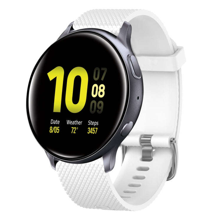 For Samsung Galaxy Watch Active 2 40mm 20mm Diamond Textured Silicone Watch Band(White)