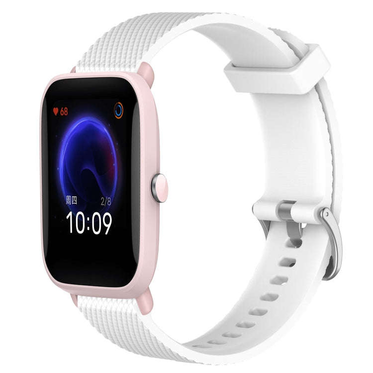 For Amazfit Pop Pro 20mm Diamond Textured Silicone Watch Band(White)