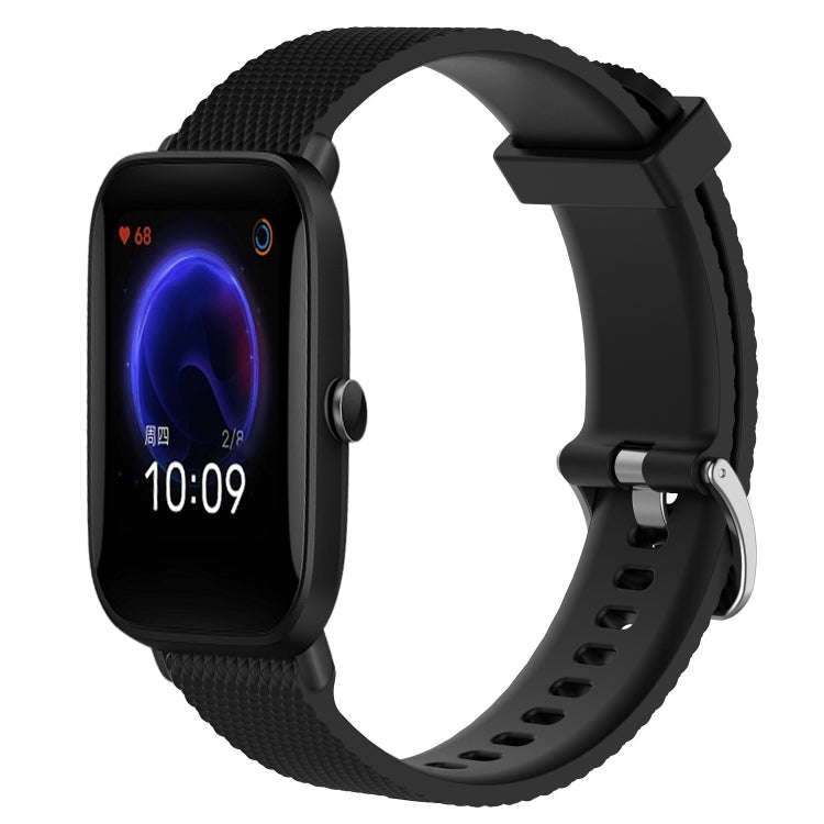 For Amazfit Pop 20mm Diamond Textured Silicone Watch Band(Black)