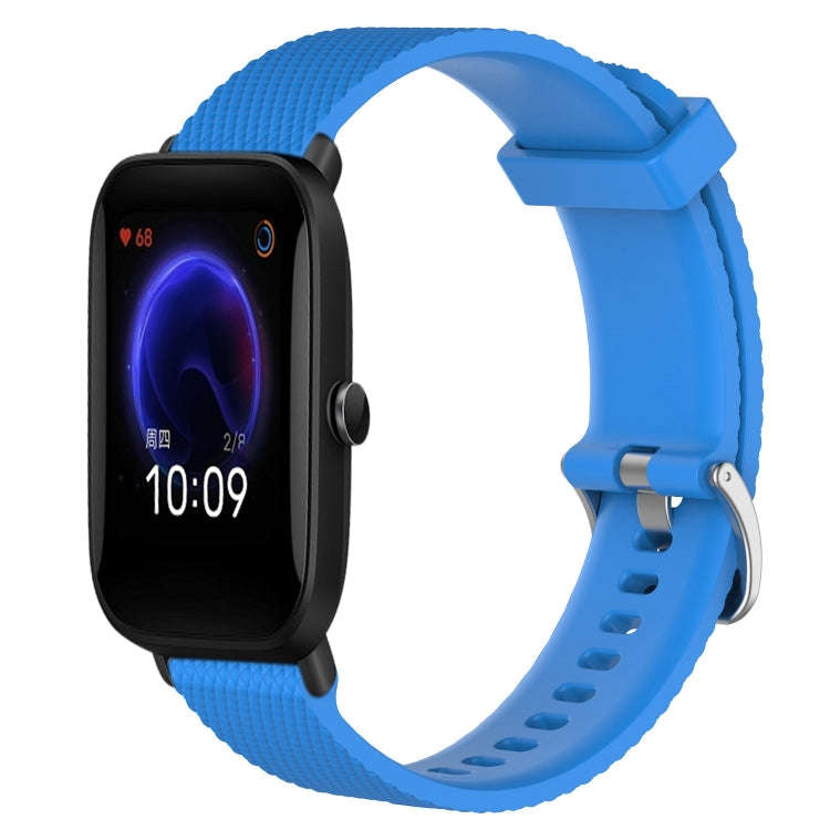For Amazfit Pop 20mm Diamond Textured Silicone Watch Band(Sky Blue)