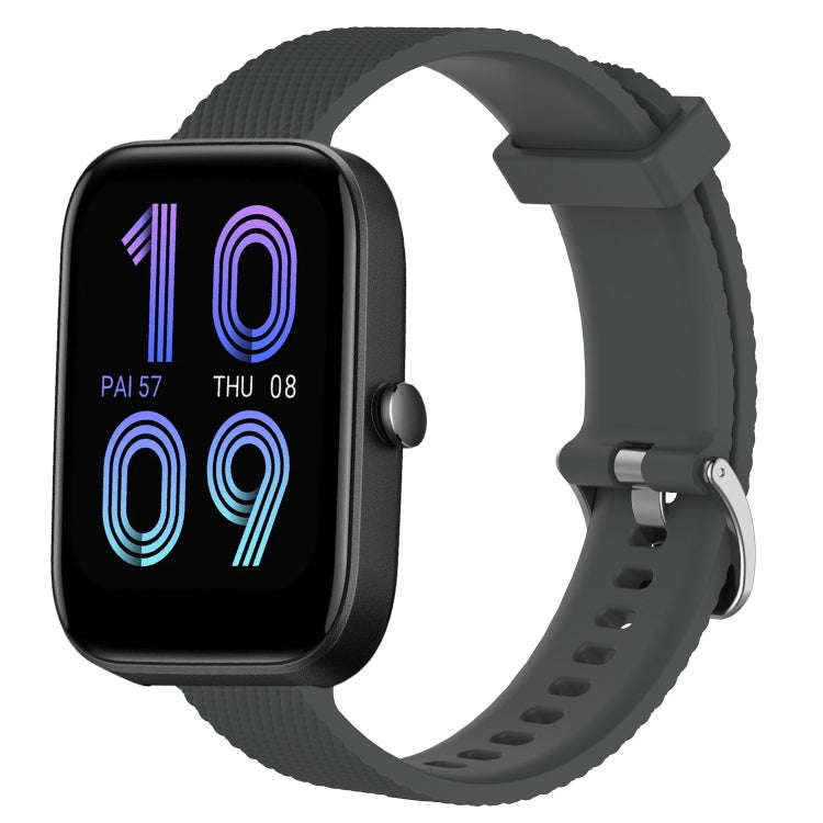 For Amazfit Bip3 20mm Diamond Textured Silicone Watch Band(Dark Grey)