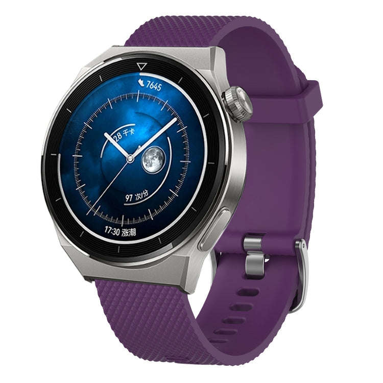 For Huawei Watch GT3 Pro 43mm 20mm Diamond Textured Silicone Watch Band(Purple)