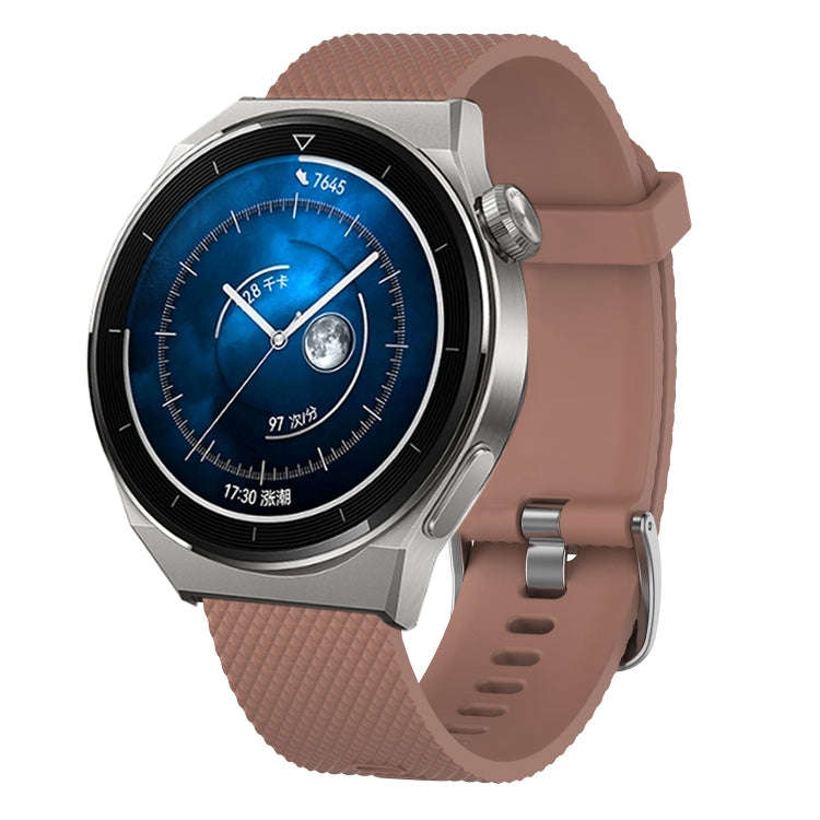 For Huawei Watch GT3 Pro 43mm 20mm Diamond Textured Silicone Watch Band(Brown)