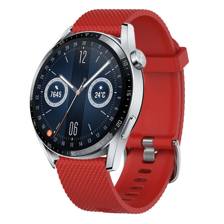 For Huawei Watch GT3 42mm 20mm Diamond Textured Silicone Watch Band(Red)