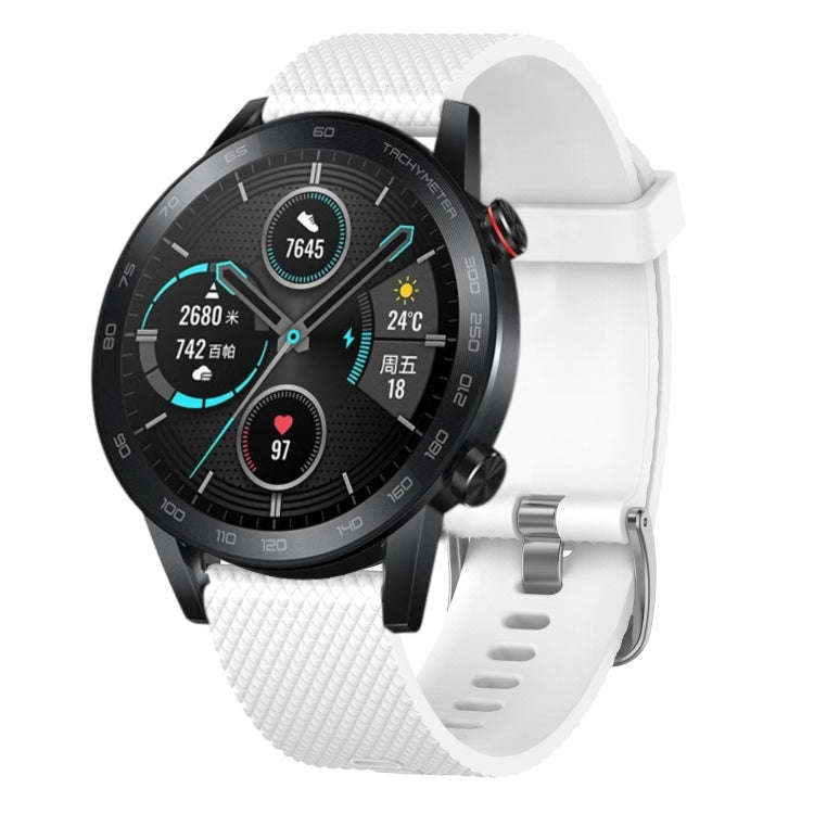 For Honor MagicWatch2 42mm 20mm Diamond Textured Silicone Watch Band(White)