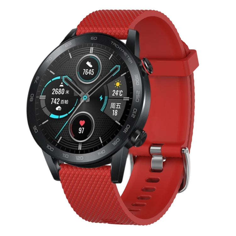 For Honor MagicWatch2 42mm 20mm Diamond Textured Silicone Watch Band(Red)