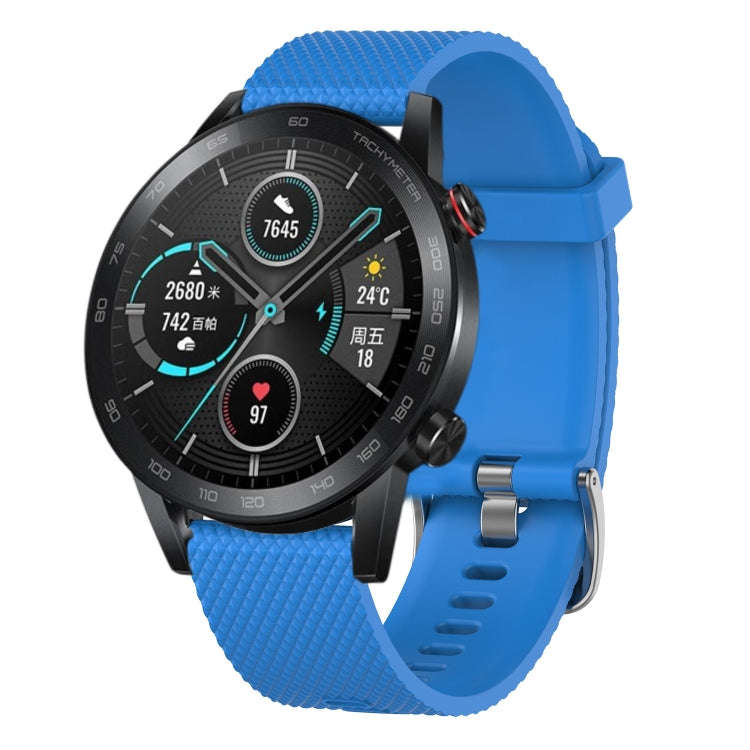 For Honor MagicWatch2 42mm 20mm Diamond Textured Silicone Watch Band(Sky Blue)