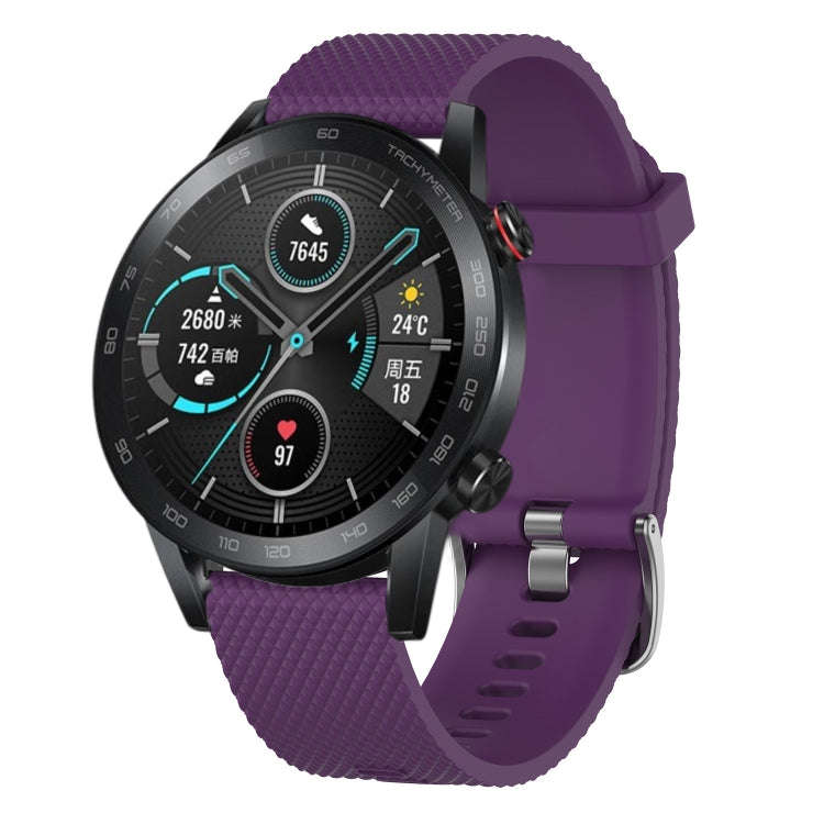 For Honor MagicWatch2 42mm 20mm Diamond Textured Silicone Watch Band(Purple)