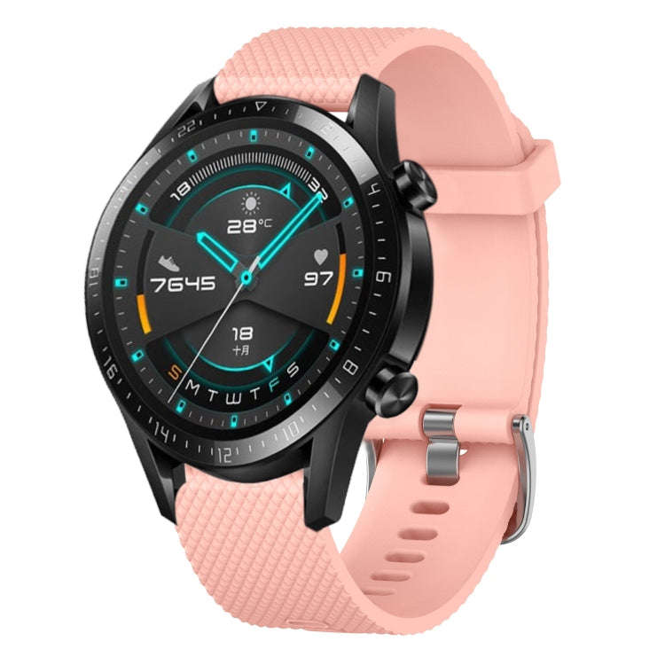 For Huawei Watch GT2 42mm 20mm Diamond Textured Silicone Watch Band(Pink)