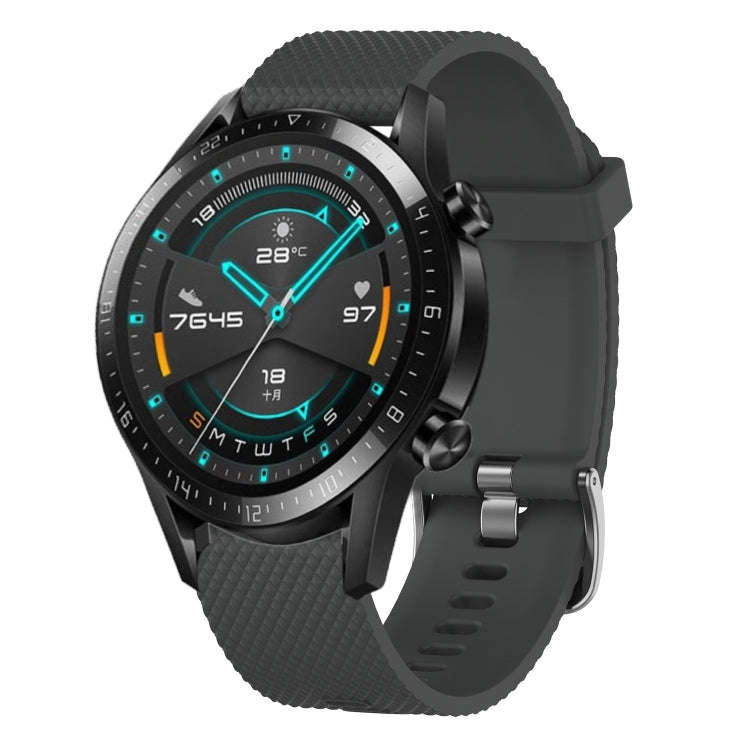 For Huawei Watch GT2 42mm 20mm Diamond Textured Silicone Watch Band(Dark Grey)