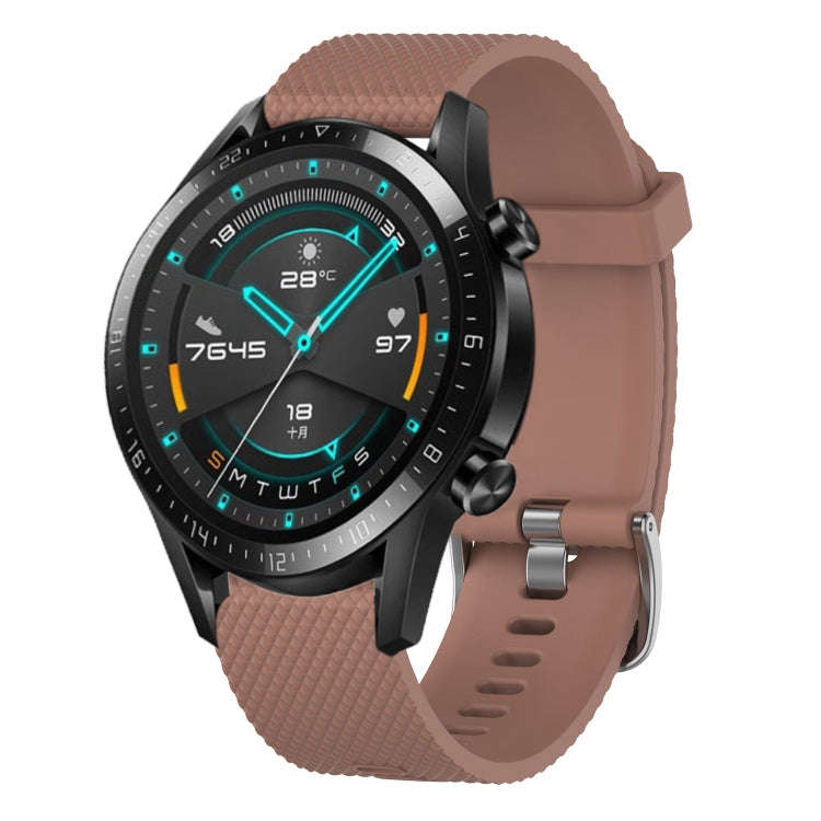 For Huawei Watch GT2 42mm 20mm Diamond Textured Silicone Watch Band(Brown)