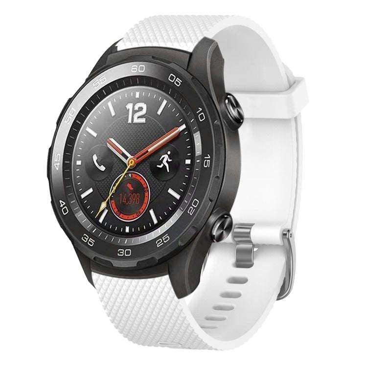 For Huawei Watch 2 20mm Diamond Textured Silicone Watch Band(White)