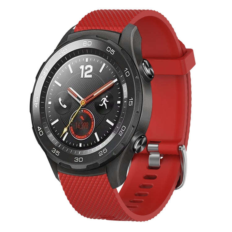 For Huawei Watch 2 20mm Diamond Textured Silicone Watch Band(Red)