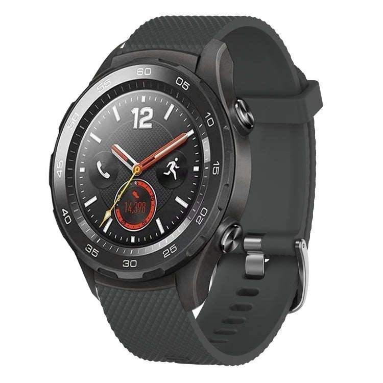 For Huawei Watch 2 20mm Diamond Textured Silicone Watch Band(Dark Grey)