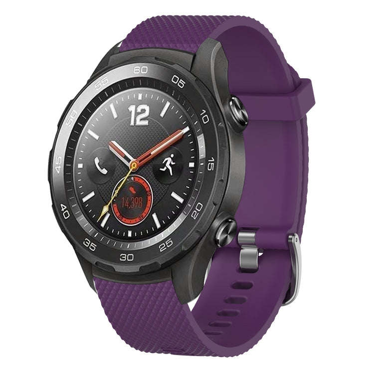For Huawei Watch 2 20mm Diamond Textured Silicone Watch Band(Purple)