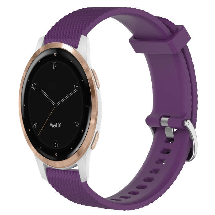 For Garmin Active S 18mm Diamond Textured Silicone Watch Band(Purple)