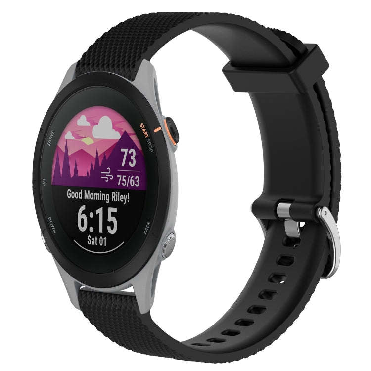 For Garmin Forerunner 255S 18mm Diamond Textured Silicone Watch Band(Black)