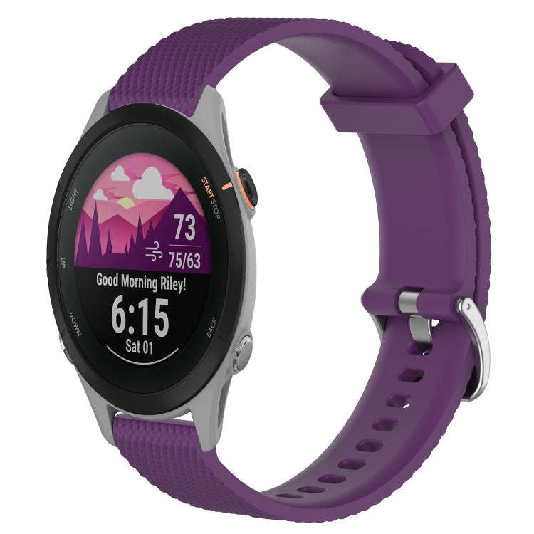 For Garmin Forerunner 255S 18mm Diamond Textured Silicone Watch Band(Purple)