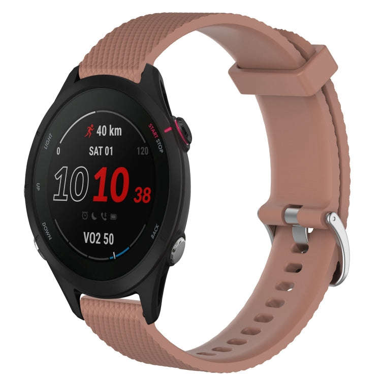 For Garmin Forerunner 255S Music 18mm Diamond Textured Silicone Watch Band(Brown)