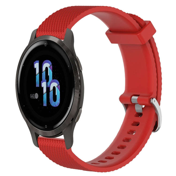 For Garmin Venu 2S 18mm Diamond Textured Silicone Watch Band(Red)