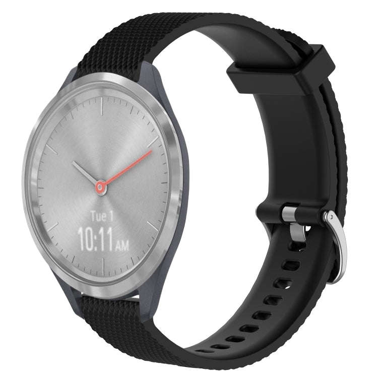 For Garmin Vivomove 3S 18mm Diamond Textured Silicone Watch Band(Black)