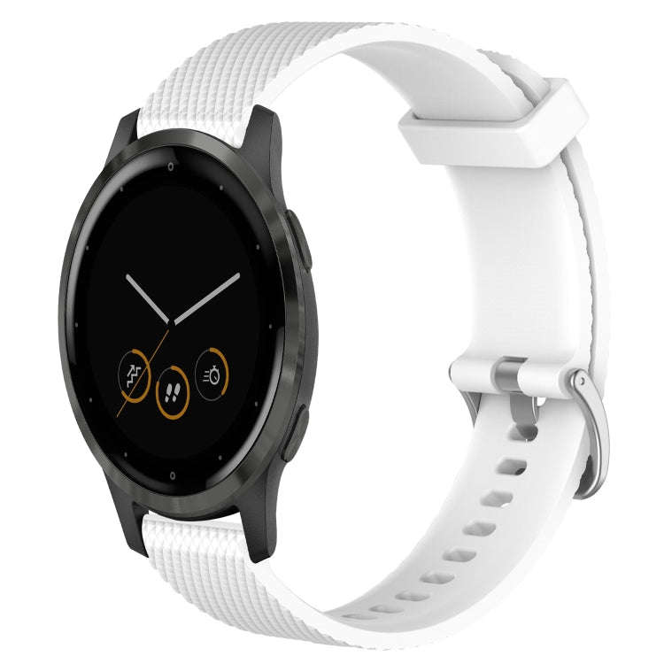 For Garmin Vivoactive 4S 18mm Diamond Textured Silicone Watch Band(White)
