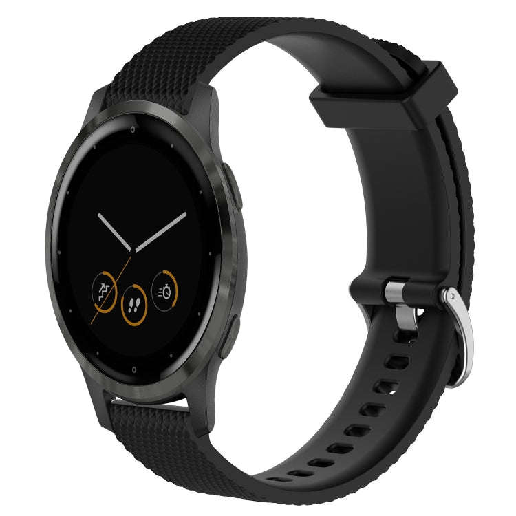 For Garmin Vivoactive 4S 18mm Diamond Textured Silicone Watch Band(Black)