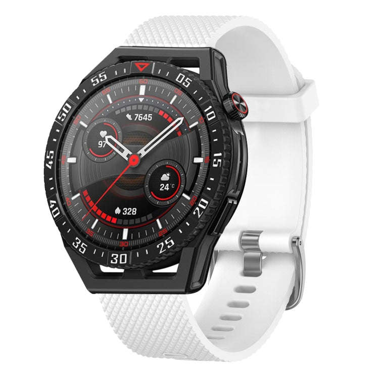 For Huawei Watch GT Runner 22mm Diamond Textured Silicone Watch Band(White)